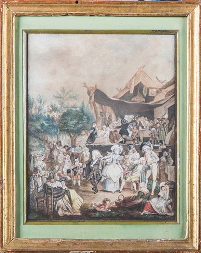 Philibert Louis DEBUCOURT (1755-1832) Réunion de deux aquarelles gouachées formant...