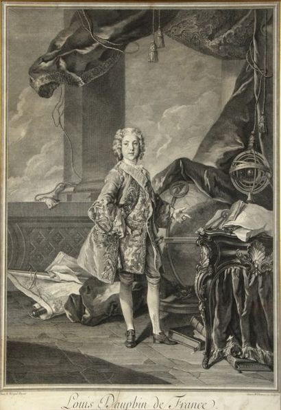 null Louis, dauphin de France. Gravure de Jean L. Tocqué, datée de 1740, représentant...