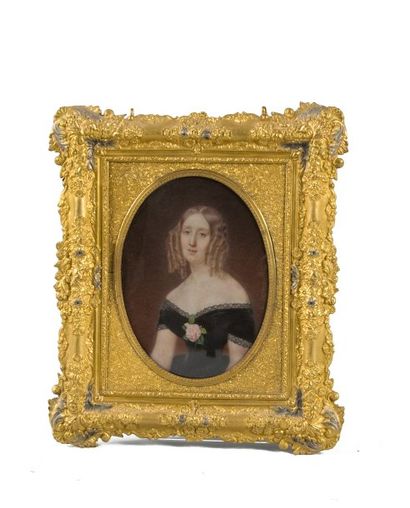 null Louise-Marie, reine des Belges, née princesse d'Orléans (1812-1850). Miniature...