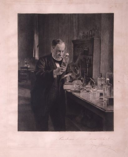 null Louis Pasteur (1822-1895). Gravure de Léon Flameng, représentant un portrait...