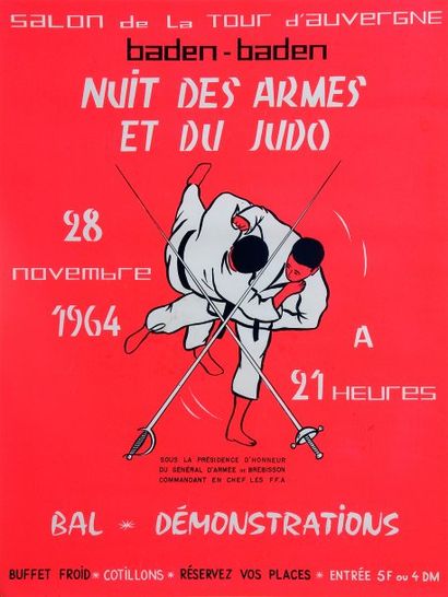 null Affiche ?'Nuit des armes et du judo'', Novembre 1964. Dim. 60 x 80 cm. Ento...