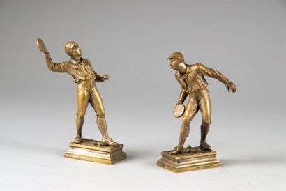 null Sculptures en bronze ?'Paire de Joueurs de tambourins''. Vers 1900. Signées...
