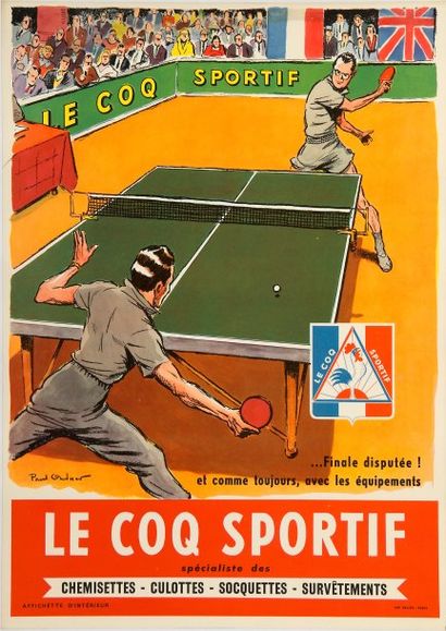 null Affiche tennis de table ?'Le Coq Sportif'' illustrée par Paul Ordner. Dim. 28...