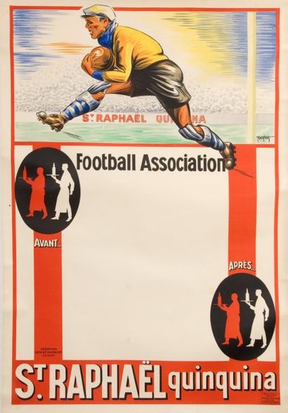 null Affiche passe partout St Raphaël. ?'Football Association''. Signée Abel Petit....