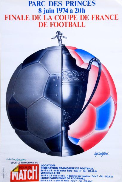 null Affiche de la finale de la Coupe de France 1974 entre St Etienne et Monaco remportée...