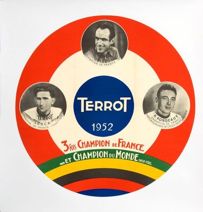 null Affiche Terrot 1952. Champion de France et champion du monde avec Deledda, Lesca,...