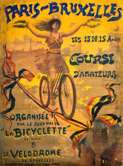 null Affiche ?'Paris - Bruxelles'' signée PAL. Circa 1893. Course d'amateurs, elle...