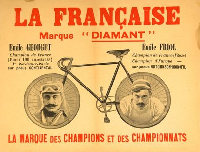 null Affichette ?'La Française'' marque Diamant représentant les champions Emile...