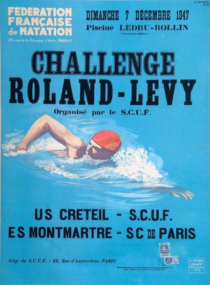 null Affiche ?'Challenge Roland-Levy'' à la piscine Ledru-Rollin, organisé par le...