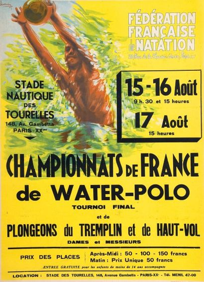 null Affiche ?'Championnats de France de Water polo'' au stade nautique des Tourelles....