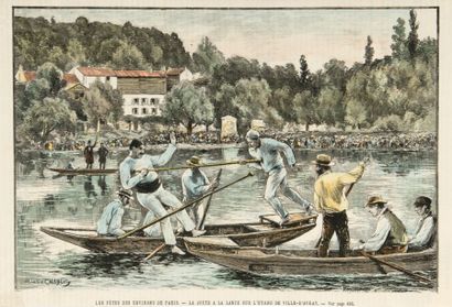null Gravure ?'La joute à lance sur l'étang de la ville d'Avray'' de Martin Chablic....
