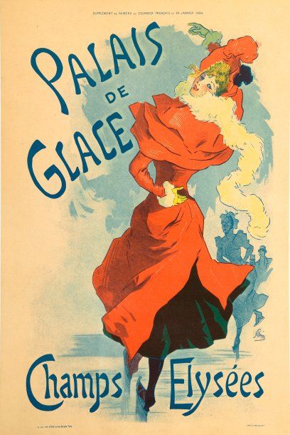 null Affiche ?'Palais de glace'' signée Cheret circa 1900. Dim 37 x 56 cm.