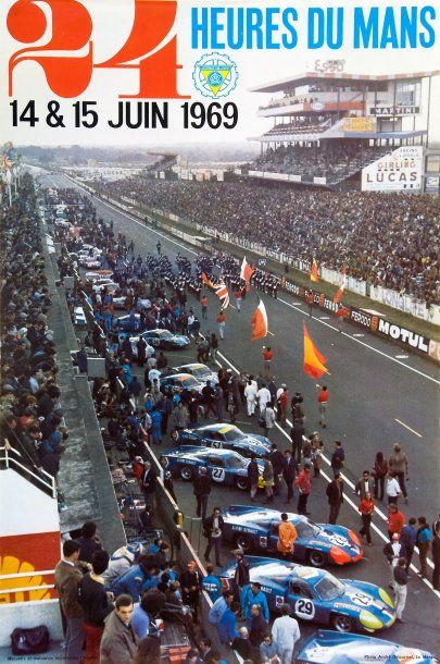 null Affiche des 24 heures du Mans 1969. Dim. 40 x 60 cm.