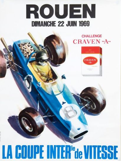 null Affiche ?'Course internationale de vitesse Rouen 1969''. Dim. 39 x 81 cm.