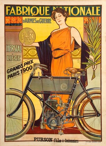 null Affiche ?'Fabrique nationale''. Grand Prix de Paris 1900. Dim. 81 x 107 cm....
