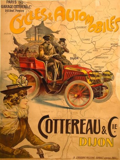 null Affiche ?'Cycles et automobiles Cottereau''. Circa 1902. D'après Tamagno. Dim....
