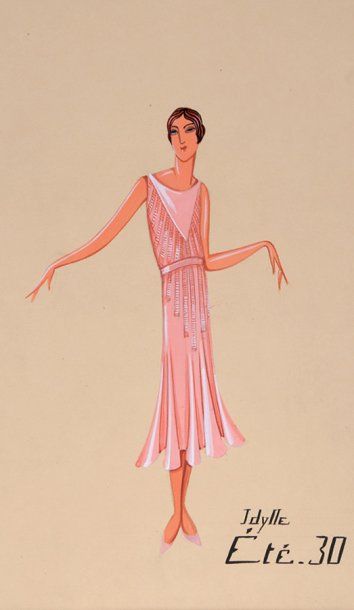 null Idylle et Séso, deux projets de robes pour l'été 1930, atelier de Jeanne Lanvin,...
