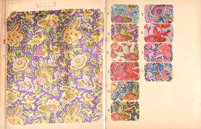 null Album d'échantillons de velours imprimés, vers 1900, soie et coton ; décors...