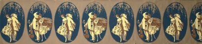 null Pierrot et Colombine, bordure haute, Paul Gruin vers 1925, impression en 4 couleurs...