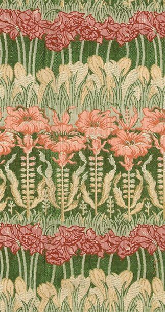 null Tapis de table, vers 1900, dans un façonné soie et coton polychrome à décor...
