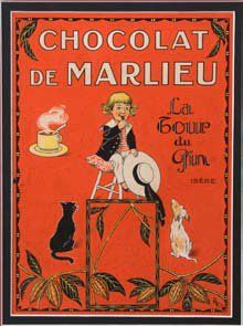 Harry ELIOTT. «CHOCOLAT DE MARLIEU. La Tour du Pin. Isère». Rare projet de publicité....