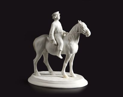 null Personnage en porcelaine, représentant un jeune homme à cheval. Manufacture...