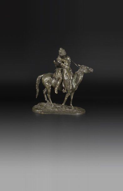 LANCERAY Evgeni Alexandrovitch (1848-1886) [( Cosaque à cheval disant adieu à sa...