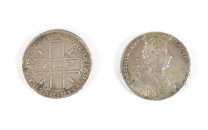 Pierre Le Grand empereur de Russie. Médaille en argent, datée de 1724, au profil...