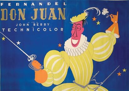 FERNANDEL Affiche originale pour Don Juan ( film de John Berry, 1955 ), par Jan MARA,...