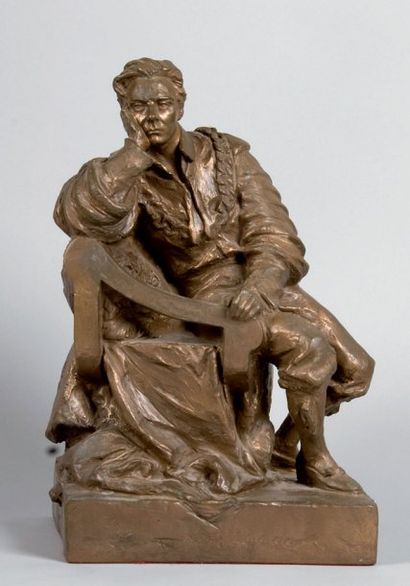 GIELGUD John Portrait du comédien dans Hamlet , sculpture originale par Irena SEDLECKA,...