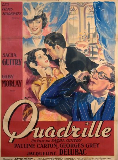 GUITRY Sacha Quadrille, film ( 1937 ). Affiche originale par MURINO, 120 x 160, entoilée,...