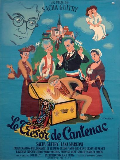 GUITRY Sacha Le Tresor de Cantenac, film ( 1950 ), Affiche originale par ROJAC, 120...