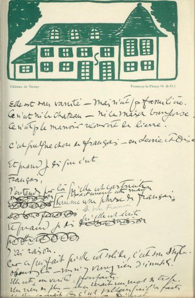 GUITRY Sacha Ma maison de campagne, manuscrit autographe : premier jet de ce poème...