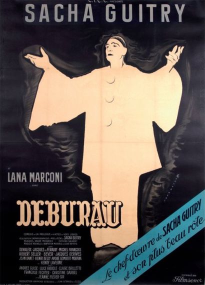 GUITRY Sacha Deburau, pièce puis film ( 1951), Affiche originale par René PERON,...