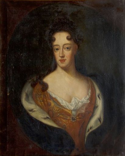 null * Ecole danoise du XVIIIe siècle. Portrait en buste de la reine Louise de Danemark,...