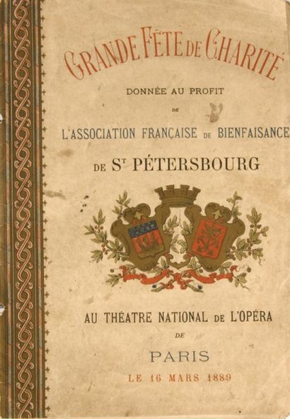 null Programme et menu, off ert le 16 mars 1889 au profi t de l'association Française...