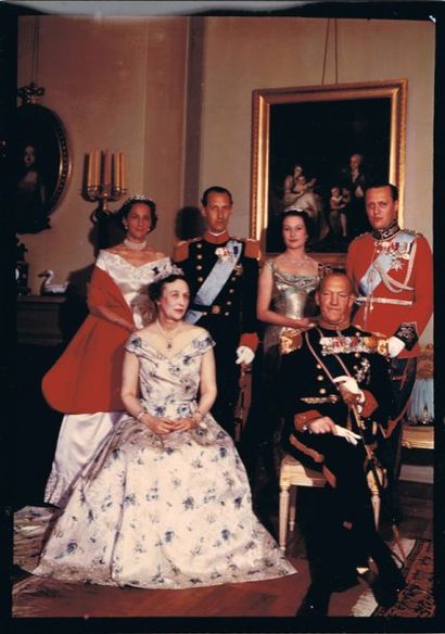 null Prince et princesse Axel de Danemark. Plaque photographique couleur en verre...