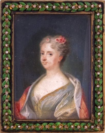 null * Louise-Charlotte, née princesse d'Augustenborg (1658-1740), miniature sur...