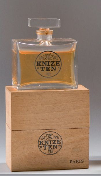 KNIZE-TEN - (années 1920) Très Rare flacon moderniste en cristal massif incolore...
