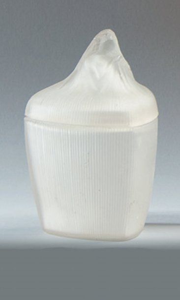 COTY - (1920) Pot à onguent parfumé en verre incolore pressé moulé dépoli satiné...