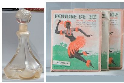 NON IDENTIFIE- (années 1920) Flacon carafon en cristal incolore pressé moulé de section...