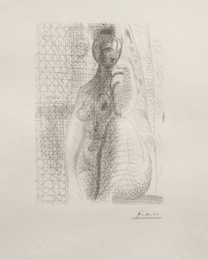 Pablo PICASSO (1881 - 1973) Femme nue à la jambe repliée. 1931. Gravure à la pointe...