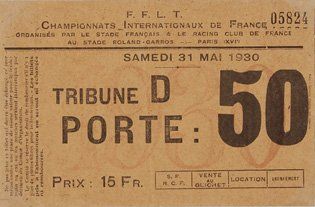 null Billet des ? finales des Internationaux de France le 31 mai 1930 au stade de...