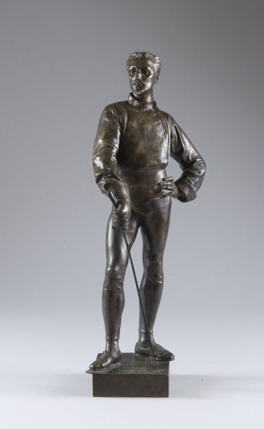 null Sculpture en bronze 'Le maetre d'armes' signée E. Laporte (1858-1907). Haut....