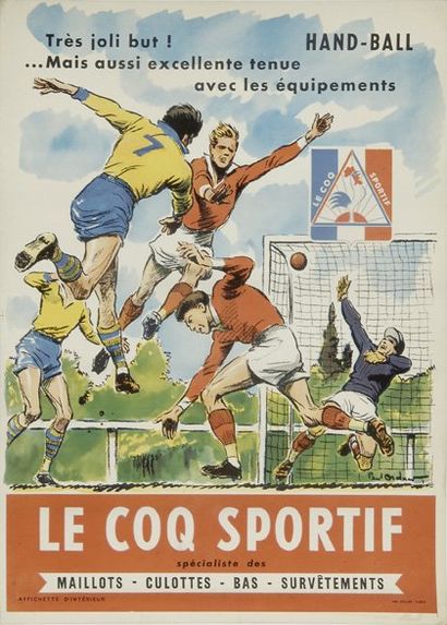 null Affiche 'Le coq Sportif'. Illustration de Paul Ordner. Vers 1950. Dim. 28 x...