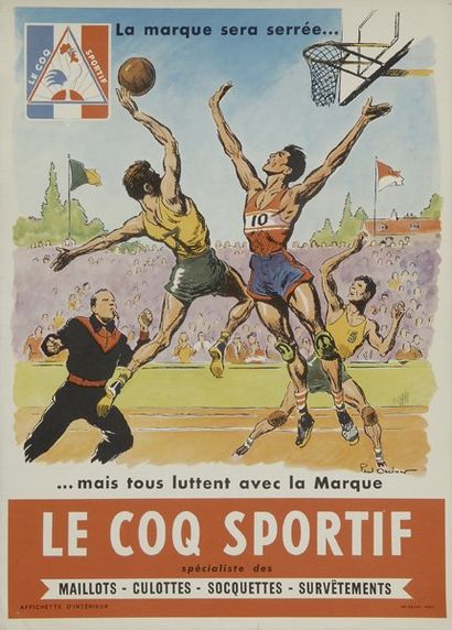 null Affiche 'Le Coq Sportif'. Illustration de Paul Ordner. Circa 1950. Dim. 28 x...