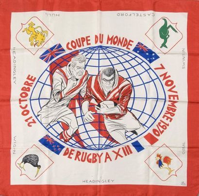 null Foulard commémoratif pour la Coupe du Monde 1970 de Rugby à XIII en Angleterre....