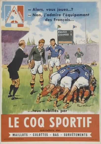 null Affiche. 'Le Coq Sportif'. Illustration de Paul Ordner Circa 1950. Dim 27 x...