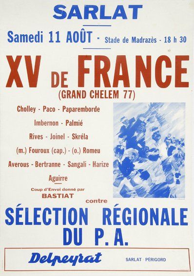 null Affiche. 'Rencontre du XV de France'. Vainqueur du Grand Chelem 77 avec Rives,...