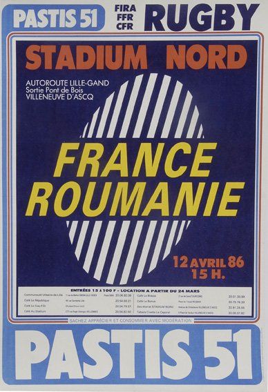null Affiche 'France- Roumanie' Test match au Stadium Nord de Lille le 12 avril 1986....